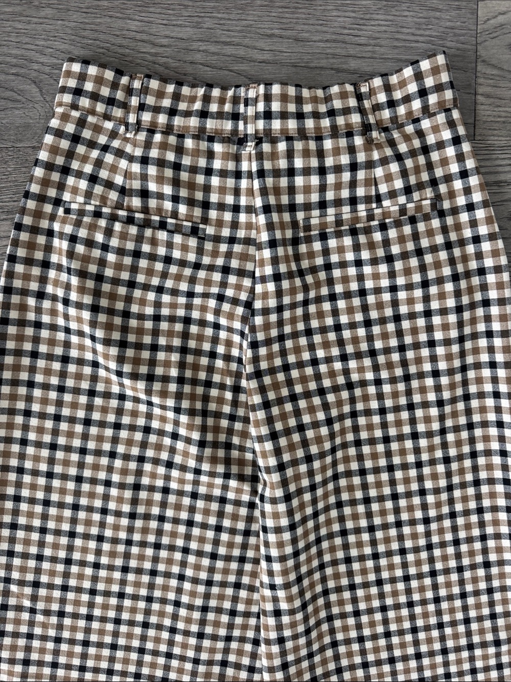🌼Zara🌼 Tan & Black Checked Wide Leg Trousers, Size M - Picture 7 of 8